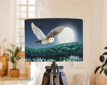 Load image into Gallery viewer, Ceridwen Hazelchild Design Barn owl organic cotton lampshade 30cm