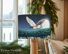 Load image into Gallery viewer, Ceridwen Hazelchild Design Barn owl organic cotton lampshade 30cm