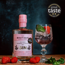 Load image into Gallery viewer, Boutique distillery pink Cotswold gin with raspberry’s and hibiscus flowers  50cl