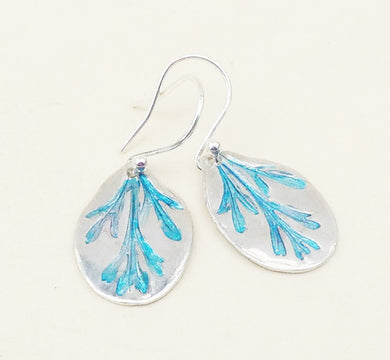 Jane Vernon Fine Silver and acrylic oval turquoise earrings 