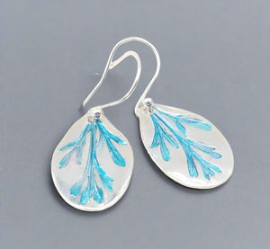 Jane Vernon Fine Silver and acrylic oval turquoise earrings 