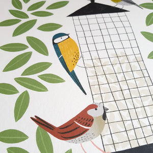 Stephanie Cole Design Bird feeder  A3 print