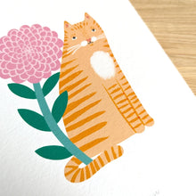 Load image into Gallery viewer, Stephanie Cole Design ginger cat and Dahlia A5 print