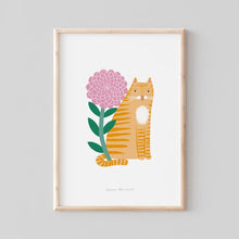 Load image into Gallery viewer, Stephanie Cole Design ginger cat and Dahlia A5 print