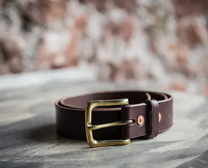 Neil Griffin Leather brass buckle belt 1.5"