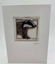 Load image into Gallery viewer, Liz Dart Stained Glass badger greetings card 