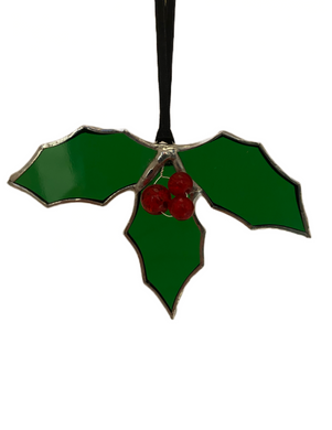 Liz Browning Stained Glass Creations holly Christmas decoration