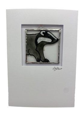 Liz Dart Stained Glass badger greetings card