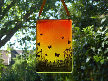 Load image into Gallery viewer, EvaGlass Design Orange and yellow butterfly meadow fused glass suncatcher (EGD BFSC)
