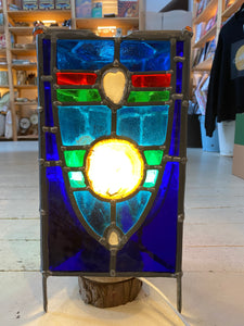 Johannes Steuck stained glass and semi precious stone candle lamp (Johannes)