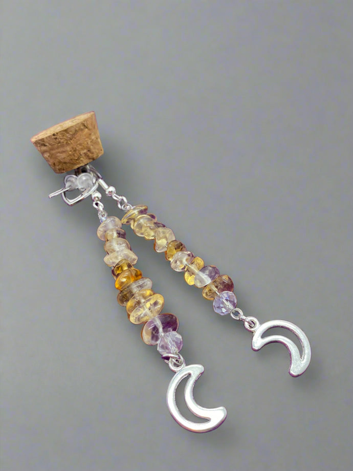Citrine and crystal earrings with moon detail