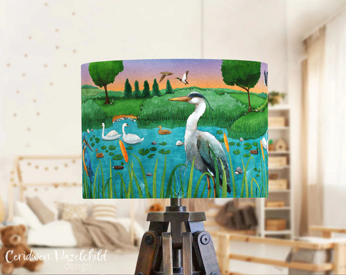 Ceridwen Hazelchild Design Organic cotton heron lampshade