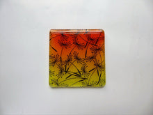 Load image into Gallery viewer, Eva Glass Design Orange and yellow dandelion fused glass coaster 
