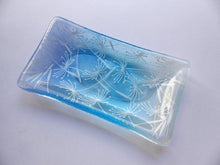 Load image into Gallery viewer, Eva Glass Design Blue and white dandelion clocks fused glass soap dish (EGD