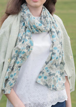 Load image into Gallery viewer, Susie Faulks Wild hare blue cotton scarf (FAULKS)