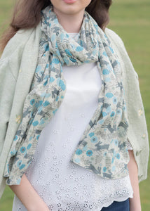 Susie Faulks Wild hare blue cotton scarf (FAULKS)