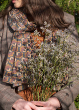 Load image into Gallery viewer, Susie Faulks Bloom brown cotton scarf (FAULKS)