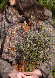 Susie Faulks Bloom brown cotton scarf (FAULKS)