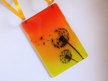 Load image into Gallery viewer, Eva Glass Design Orange and yellow dandelion fused glass suncatcher (EGD DDSC)