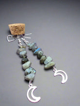 Load image into Gallery viewer, Labradorite earrings with moon detail by JENNY16