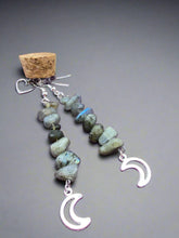 Load image into Gallery viewer, Labradorite earrings with moon detail