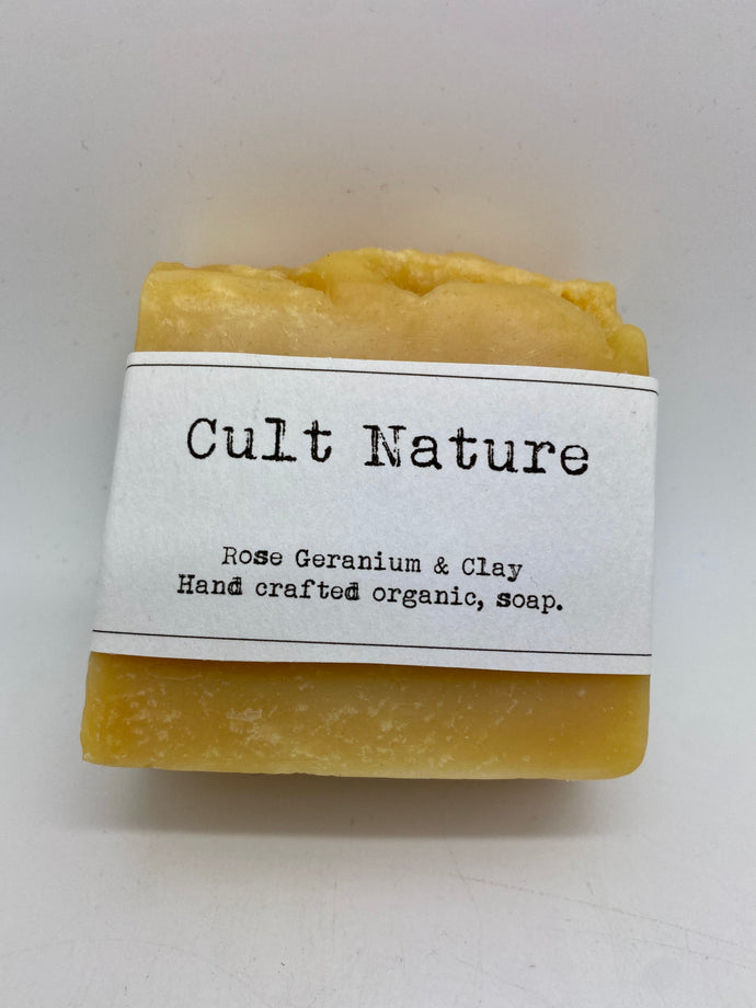 Rose Geranium and clay hand crafted organic soap (Cult)
