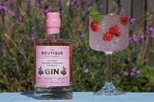 Boutique Distillery pink raspberry and hibiscus Cotswold gin 45% ABV 50cl