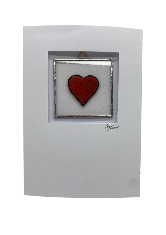 Liz Dart Stained Glass Red heart stained glass greetings card