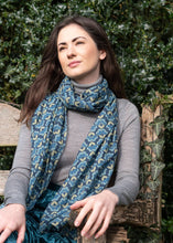 Load image into Gallery viewer, Susie Faulks bloom blue cotton scarf (FAULKS)
