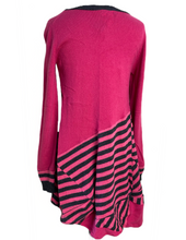 Load image into Gallery viewer, Nimpy Clothing Upcycled 100% cashmere pink and stripes long jumper small/medium back