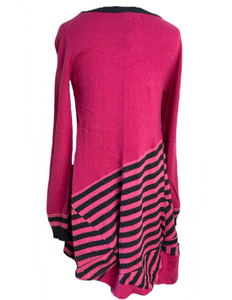 Nimpy Clothing Upcycled 100% cashmere pink and stripes long jumper small/medium back