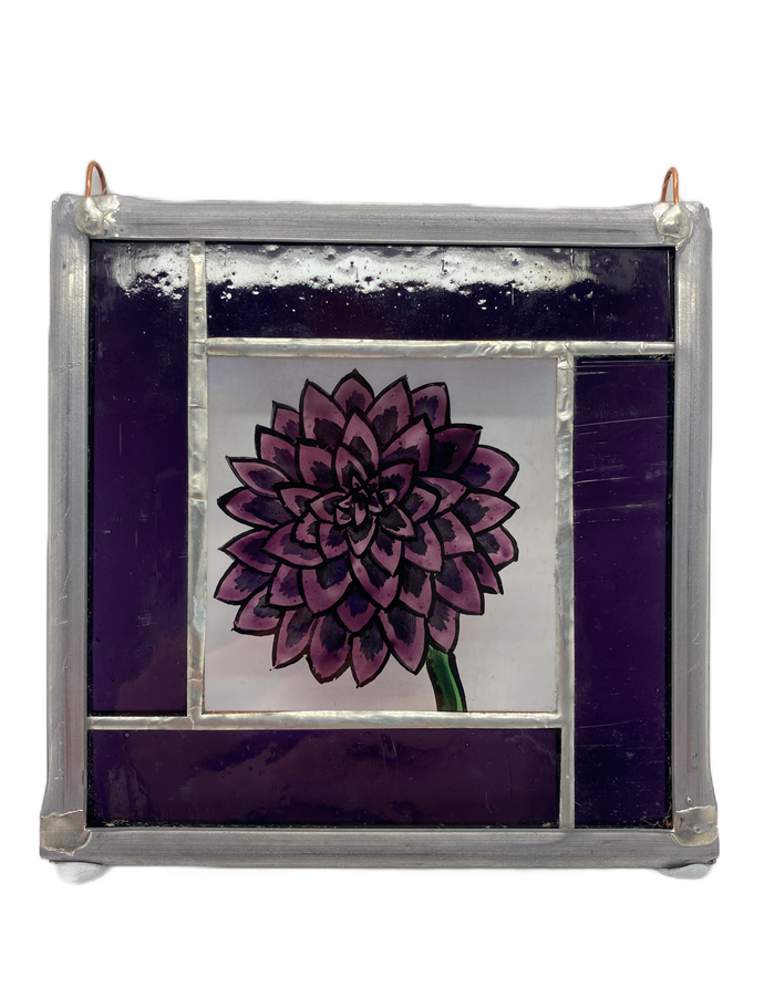 Liz Dart Stained Glass Chrysanthemum panel
