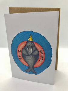 Lemon Street Cards "Party walrus" greetings card 