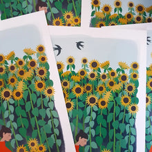 Load image into Gallery viewer, Stephanie Cole Design “Sunflower Picking” A4 print