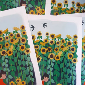 Stephanie Cole Design “Sunflower Picking” A4 print (STECO)