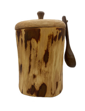 Load image into Gallery viewer, Carpenter’s Woodcraft shrink pot and coffee caddy and scoop plum elm and walnut (SC)