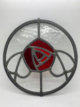 Load image into Gallery viewer, Liz Dart Stained Glass rose red round panel (LD)