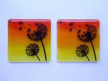 Load image into Gallery viewer, EvaGlass Design Orange and yellow dandelion fused glass coaster (EGD  CDS)