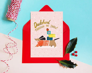 Forever Funny “Dachshund through the snow” Christmas greetings card (Anastassia)