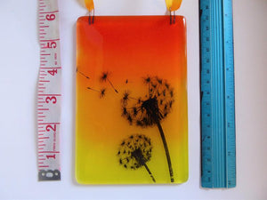 Eva Glass Design Orange and yellow dandelion fused glass suncatcher (EGD DDSC)