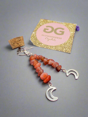 Carnelian earrings with moon