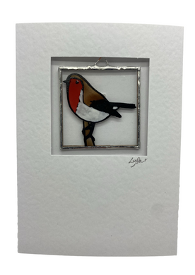 Liz Dart Stained Glass Robin stained glass greetings card