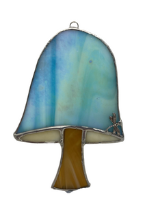 Liz Browning Glass Creations "Mushroom" stained glass hanging 