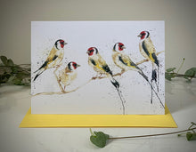 Load image into Gallery viewer, Amy Primarolo Art Goldfinches greetings card (AMY)