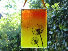 Load image into Gallery viewer, Eva Glass Design Orange and yellow dandelion fused glass suncatcher (EGD DDSC)