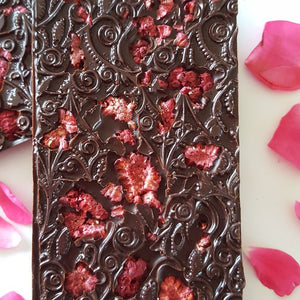 Flowers and Thorn Persian Rose & Raspberry dark Ecuadorian chocolate bar 100g 70% (FANDT)