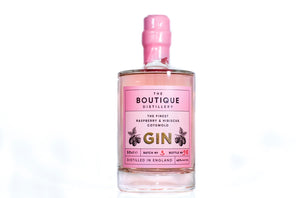 Boutique distillery pink Cotswold gin with raspberry’s and hibiscus flowers  50cl