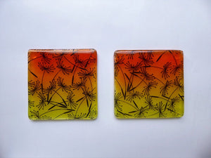 Eva Glass Design Orange and yellow dandelion fused glass coaster (EGD  CCS)