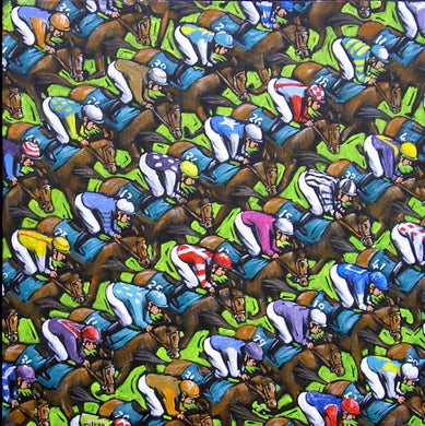 James Milroy “Horse racing” greetings card (Sepia)