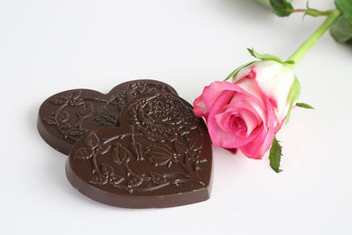Flowers and Thorn Ecuadorian dark chocolate with rose oil hearts